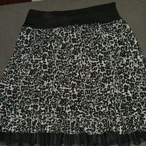 Black and White Leopard Print Skirt